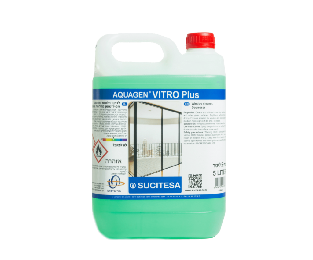 VITRO PLUS – תרסיס לניקוי והברקת חלונות ומשטחי נאנו מונע טביעות אצבע.